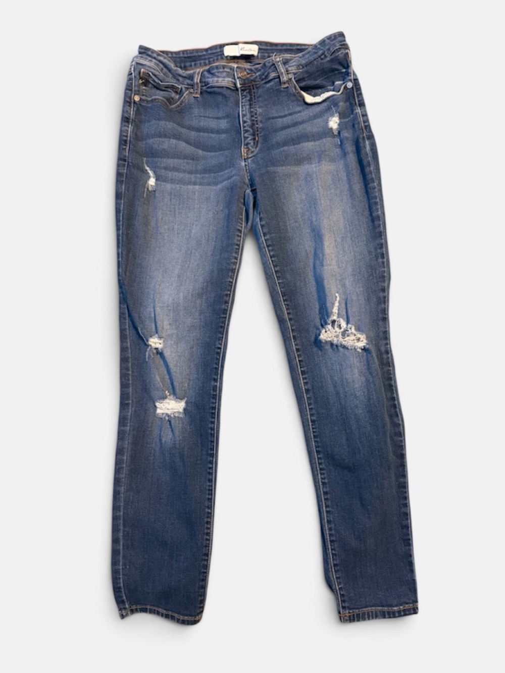 KanCan Women's Distressed Dark Blue Jeans